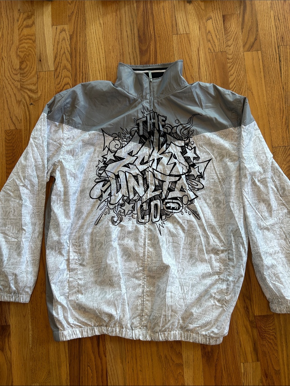 Ecko Unlimited Gray & White Graffiti Windbreaker Hoodie